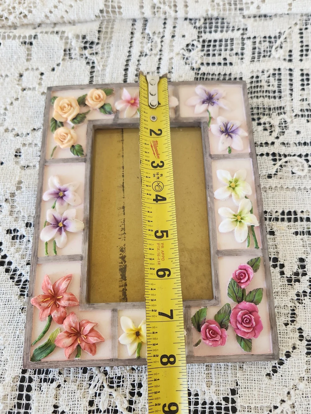 Decorative Floral Photo Frame - Pink Multi-Color